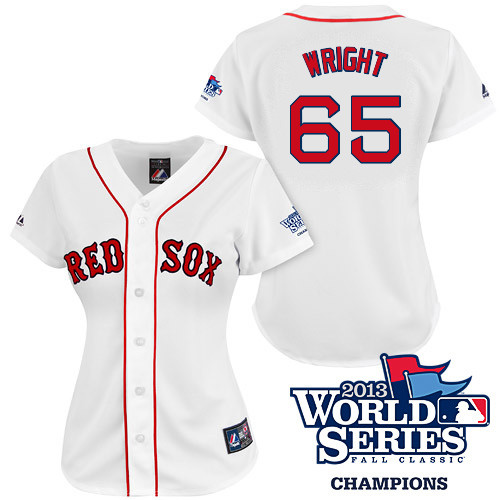 Steven Wright #65 mlb Jersey-Boston Red Sox Women's Authentic 2013 World Series Champions Home White Baseball Jersey